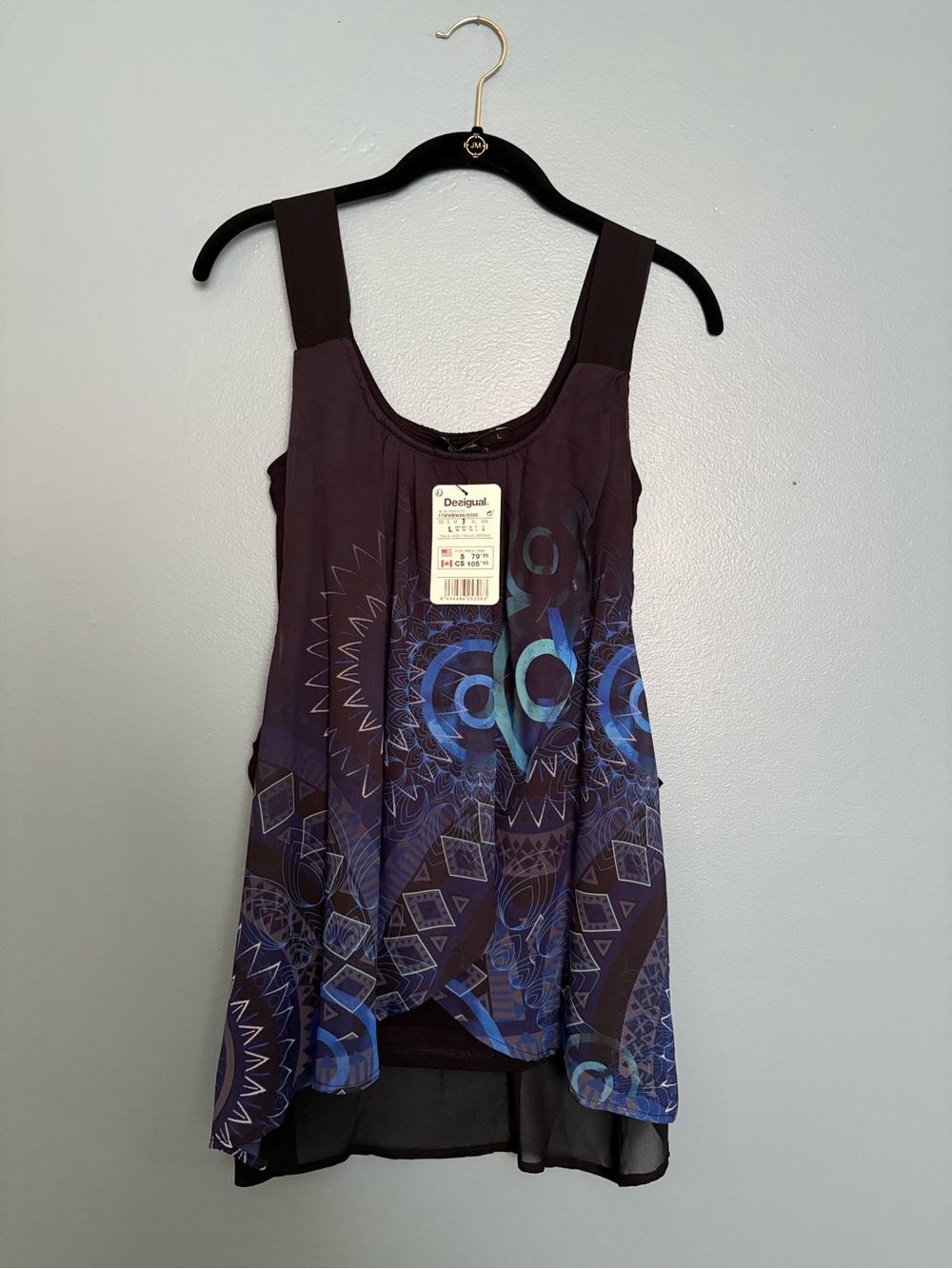 Desigual Black and Blue Patterned Sleeveless Camisole